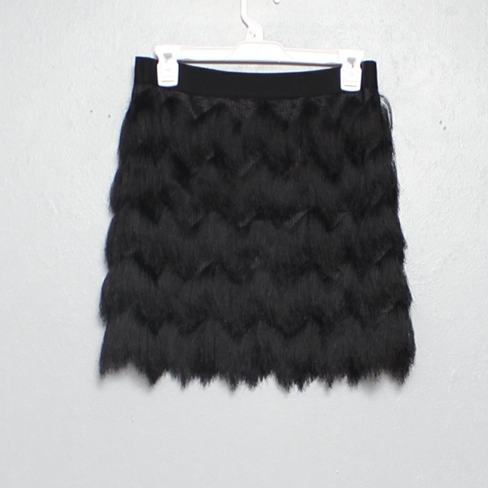 Studio M nwt black daphne fringe mini skirt